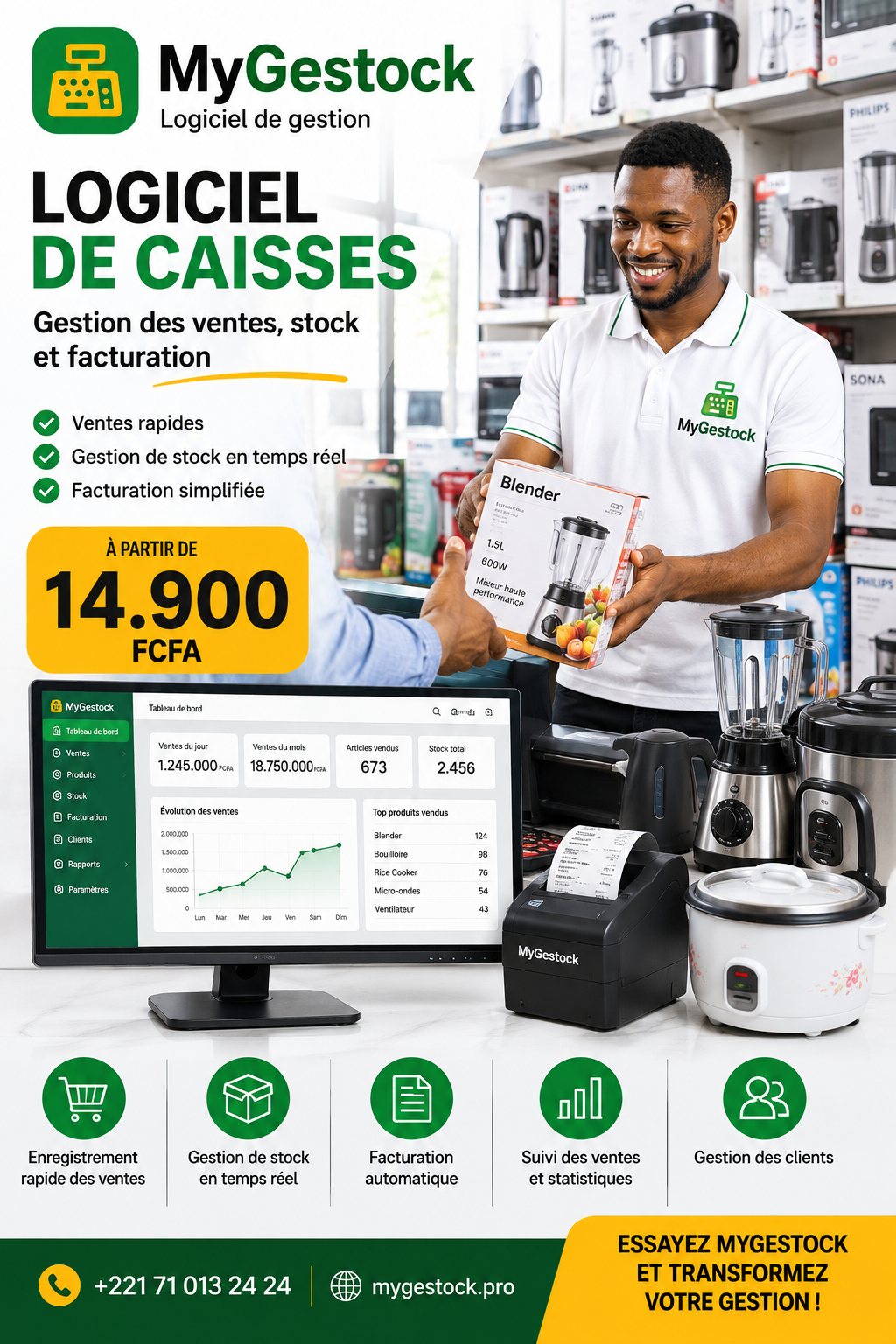 LOGICIEL DE CAISSE:GESTION VENTE-STOCK-FACTURATION