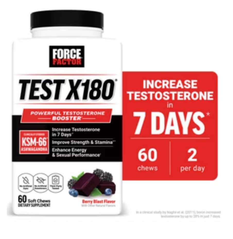 Force Factor Test X180puissant booster de testostérone conçu pour les hommes.