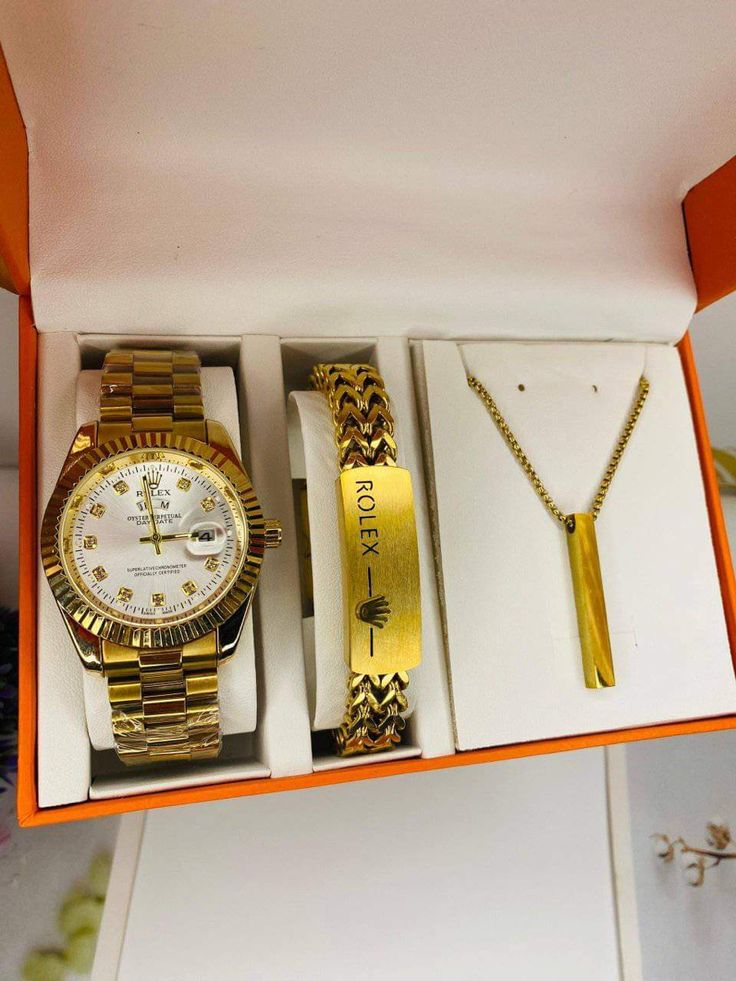 Coffret Montre Homme Luxe Doré