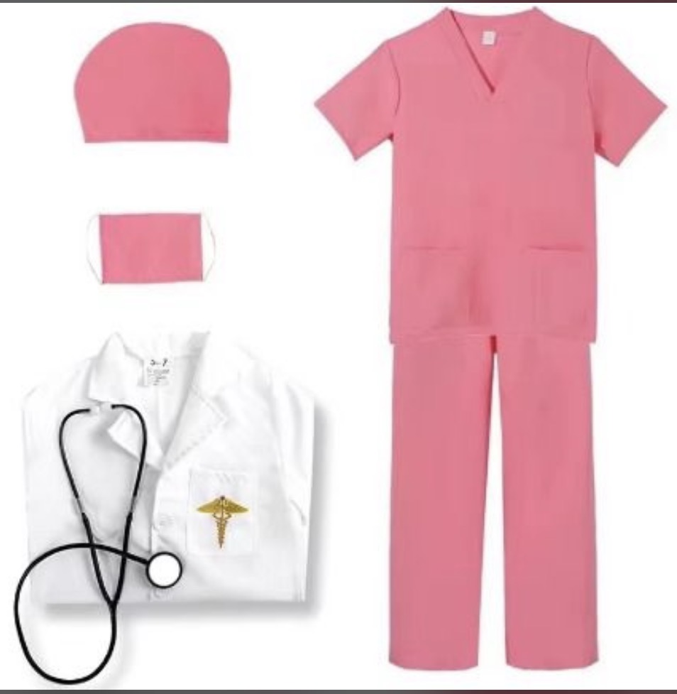 Tenue Mardi Gras médicale rose complète