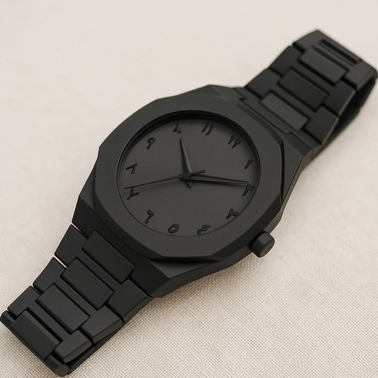 Montre stylée octogonale noire