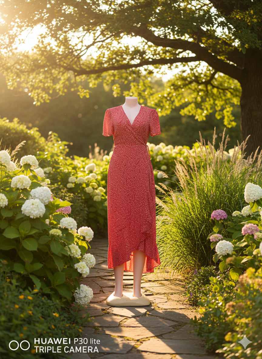 Robe cache-cœur rouge à fleurs - Style élégant