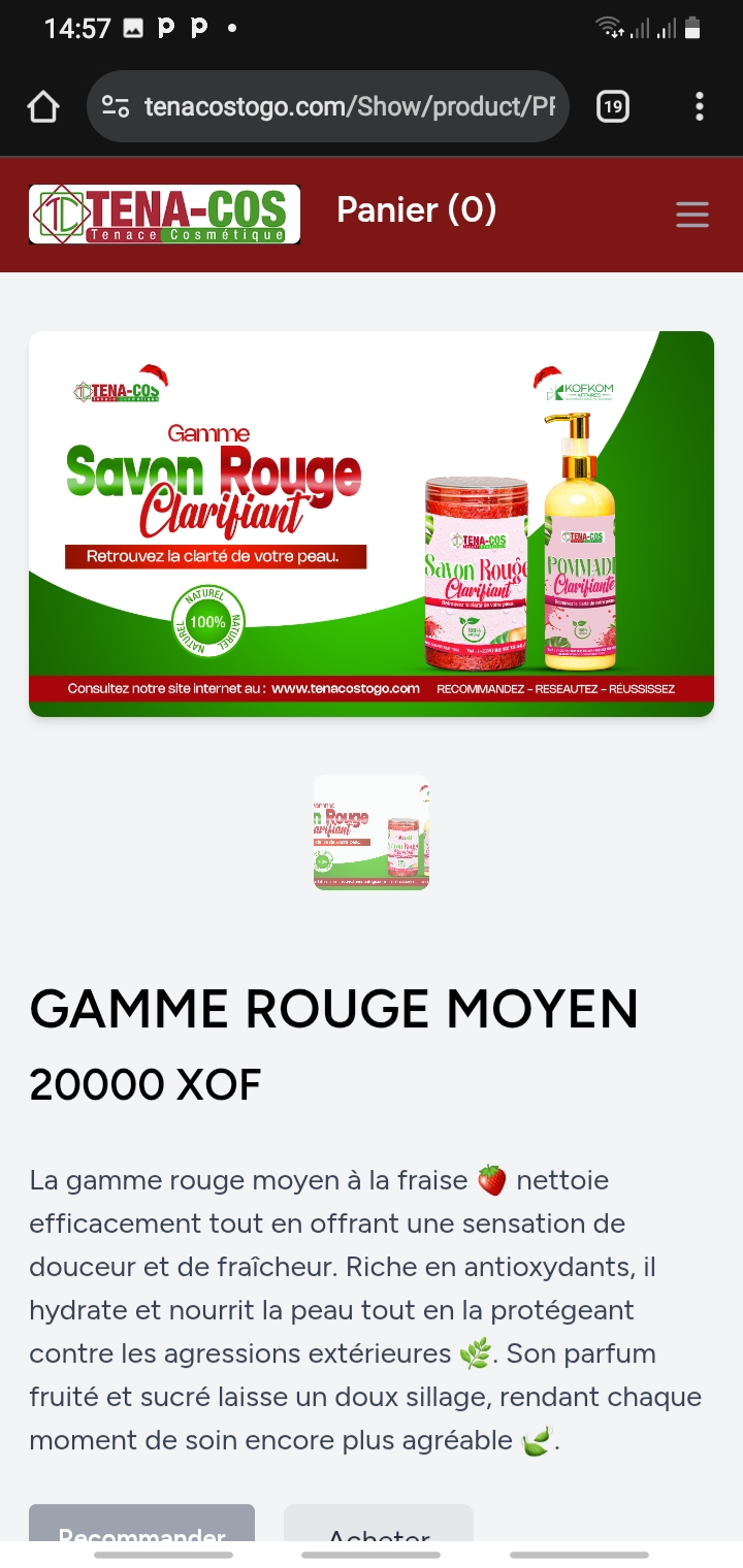Gamme Rouge Moyen Clarifiante