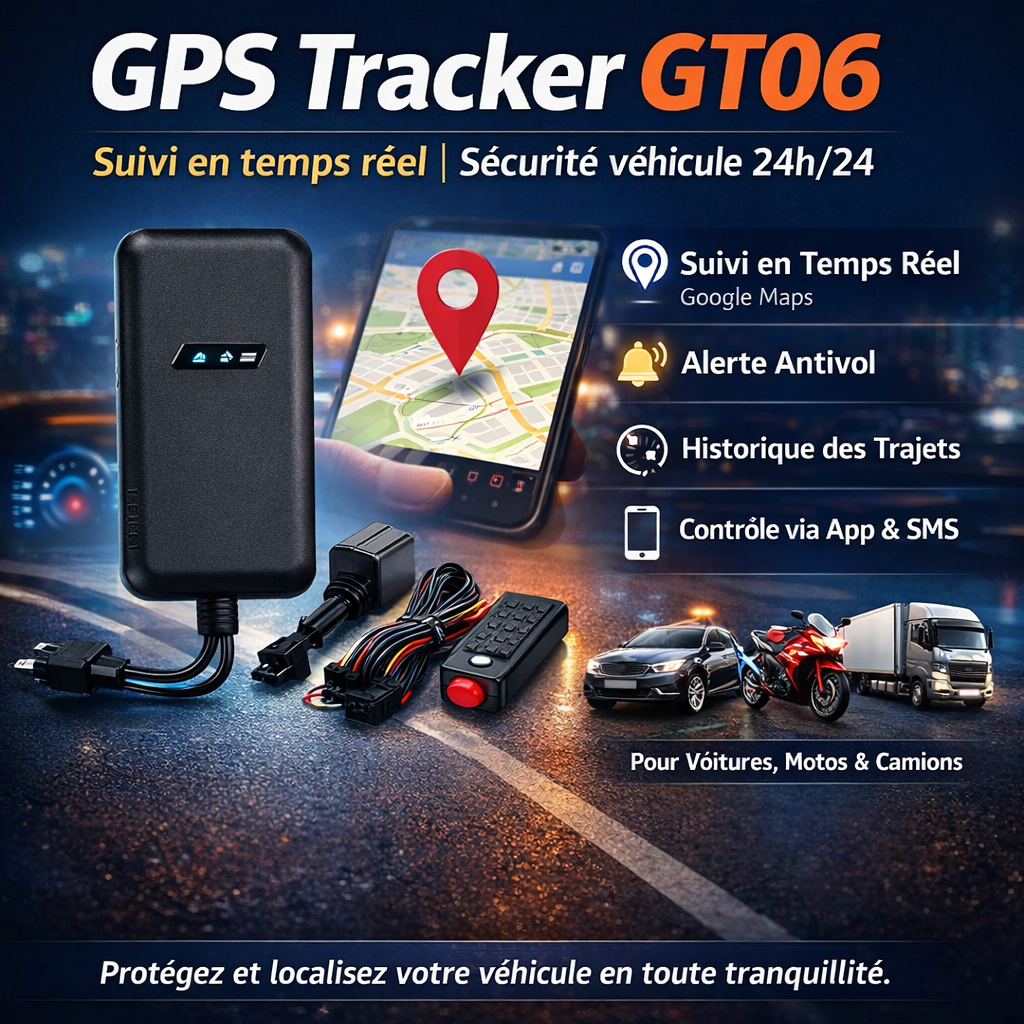 GPS Tracker GT06 – Suivi en temps réel | Sécurité véhicule 24h/24
